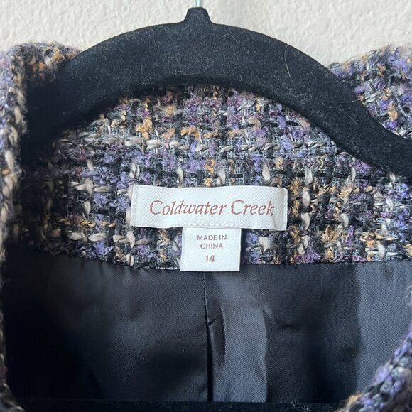 Coldwater Creek Multicolor Collarless Tweed Jacket Size 14 - Picture 5 of 7